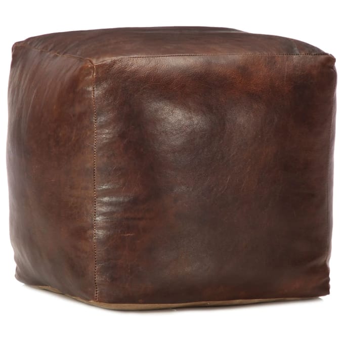vidaXL - Poef - 40x40x40 - cm - echt - geitenleer - donkerbruin