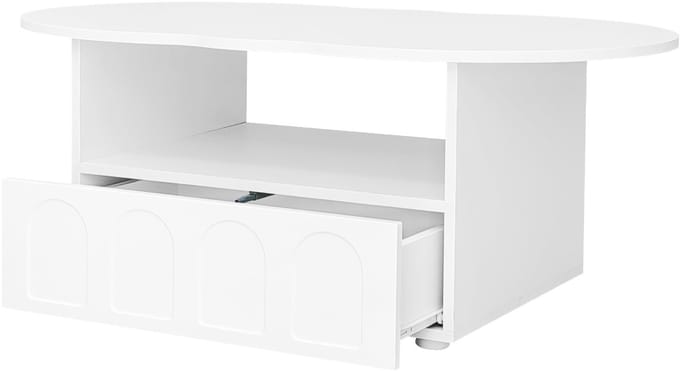 Salontafel Wolkvormig - Met Lade en Open Vak - Spaanplaat - Woonkamer - Wit