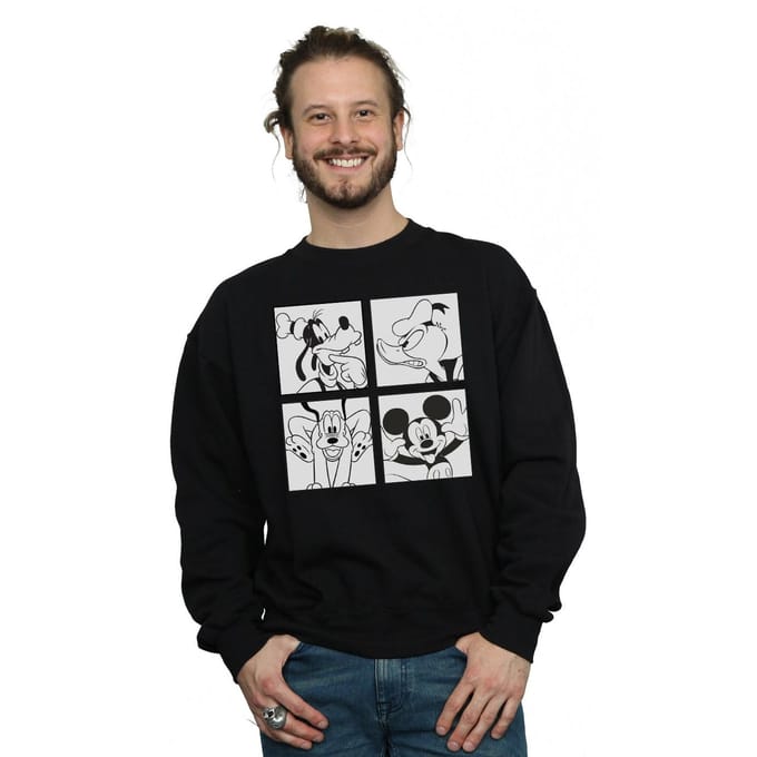Disney Heren Mickey, Donald, Goofy en Pluto Boxed Sweatshirt (Zwart)