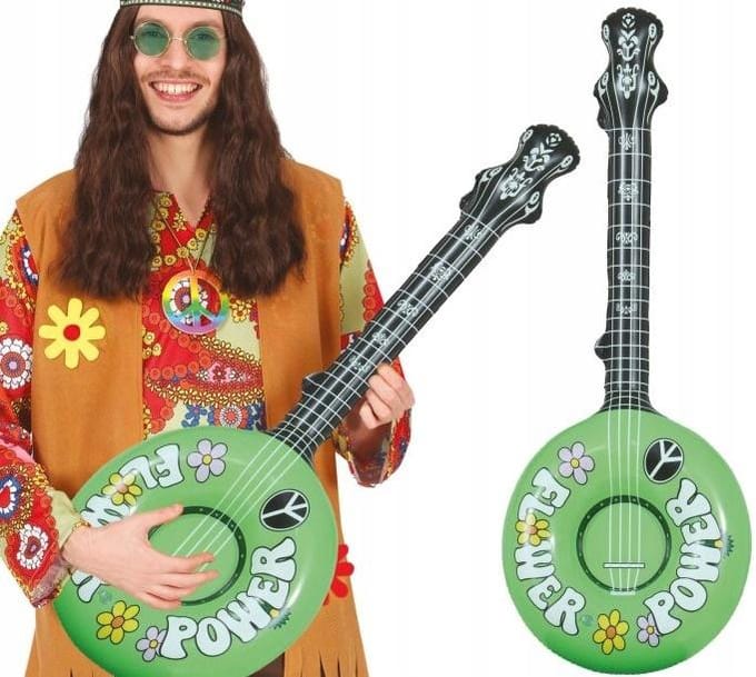 Opblaasbare Gitaar Banjo Ukulele Hippie Flower Power Opblaasbaar Disco 86Cm