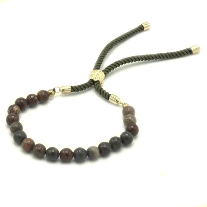 18K vergulde edelsteen mos armband - Picasso Jasper