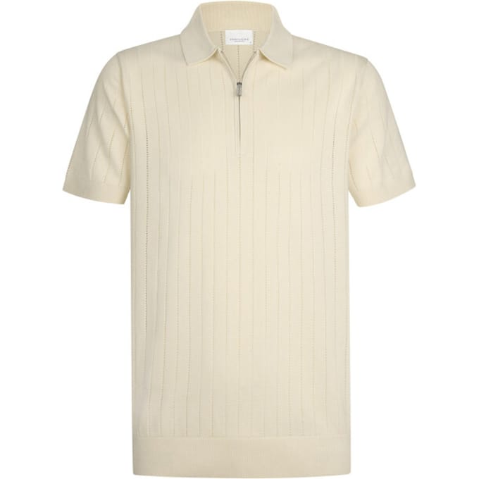 Poloshirt met rits Profuomo normale fit creme
