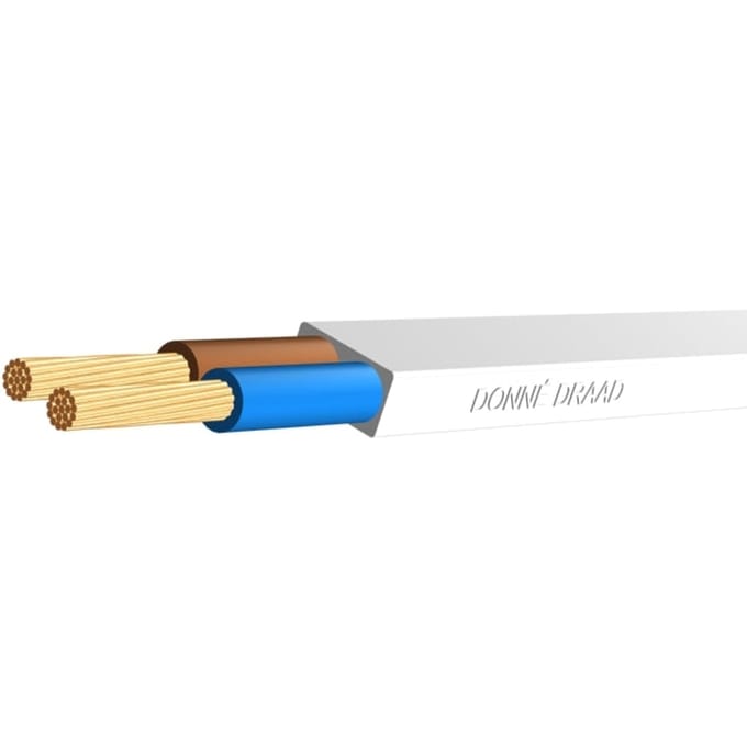 Flexibele Vinyl Kabel 2x0.75mm² Plat Wit Eca - D09477 [100 Meters]