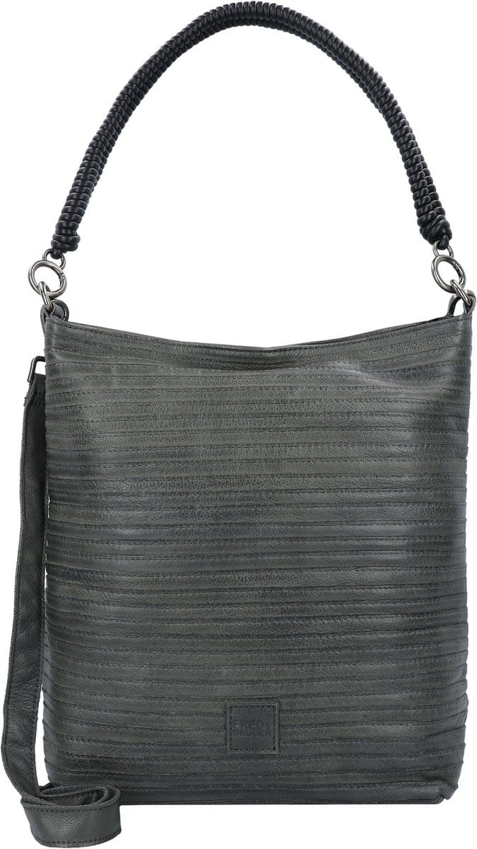 FREDsBRUDER Leren Schoudertas Enna Hobo Bag Antracite Antraciet