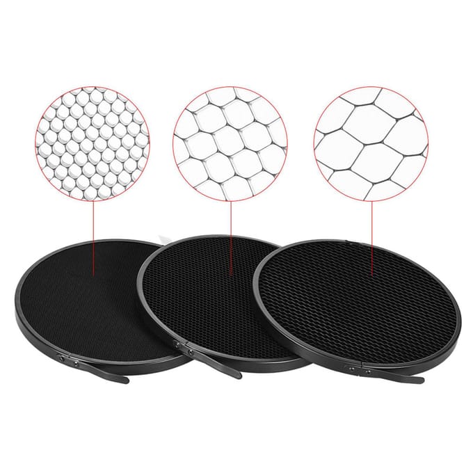 210mm Elinchrom Mount Reflector Diffuser Kap Lampenkap met 60 graden Honingraatgrid voor Elinchrom Mount Studio 10 30 50 Degree Honeycomb Grid black