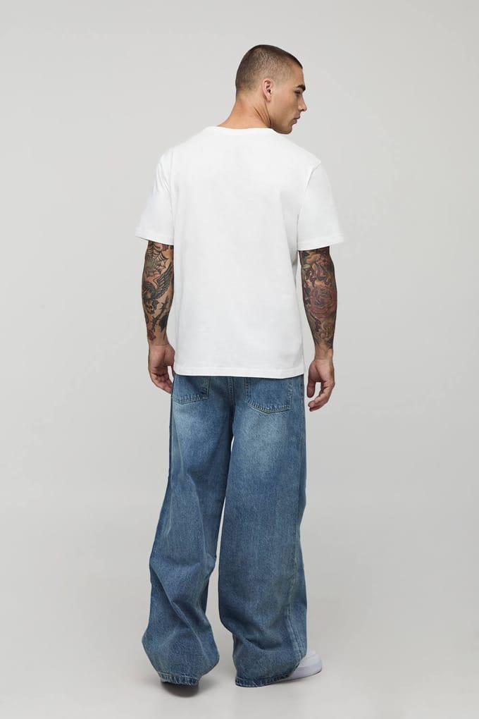 Baggy Rigid Washed Jeans | Vintage Blue | Size 48R