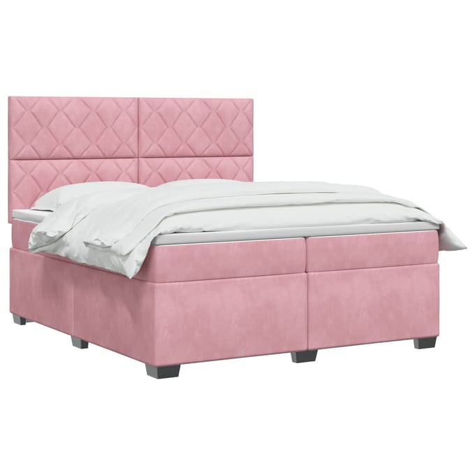 vidaXL - Boxspringbed - met - matras - Roze - 200 - x - 200 - cm - Fluweel