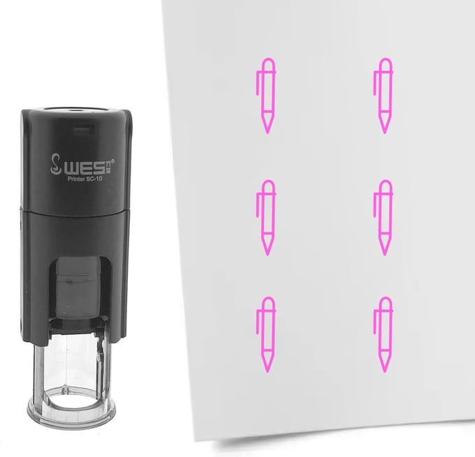 CombiCraft Stempel pen 10mm rond roze inkt - per 1 stuk
