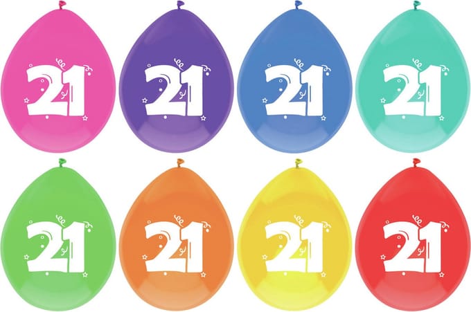Haza Ballonnen - 21 jaar - leeftijd verjaardag - 16 stuks - 29 cm