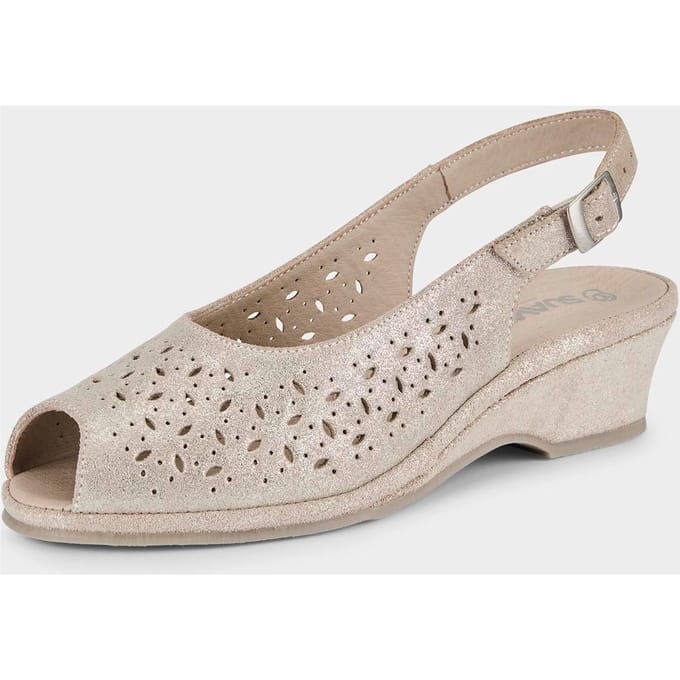 Sandalen van geperforeerd leer - steengrijs / metallic - Gr. 42 van Goldner Fashion