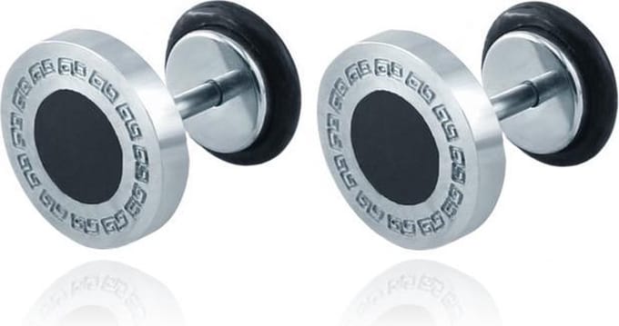 Edelstaal oorbellen Fake Ear Plug Greek Key