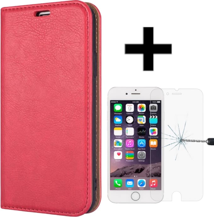 Rico Vitello Magnetische Wallet case Geschikt voor Apple iPhone 7/8 SE (2020-2022) kleur Rood + gratis screen protector