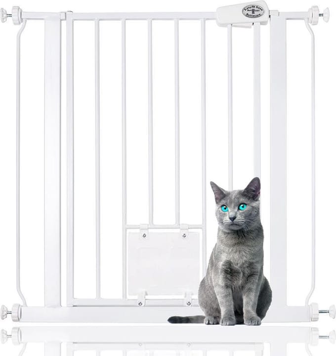 Bettacare Huisdierhek met Afsluitbaar Kattenluik, 75 - 83cm, Wit