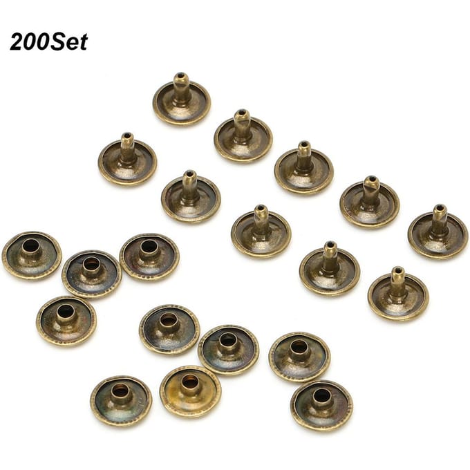 200 Sets Dubbele Klinknagel Ronde Stud Nagel IJzer Jeansknoop Leren Schoenen Tassen Kleding