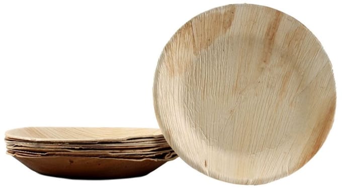 30x ronde borden van palmblad maat 25 cm