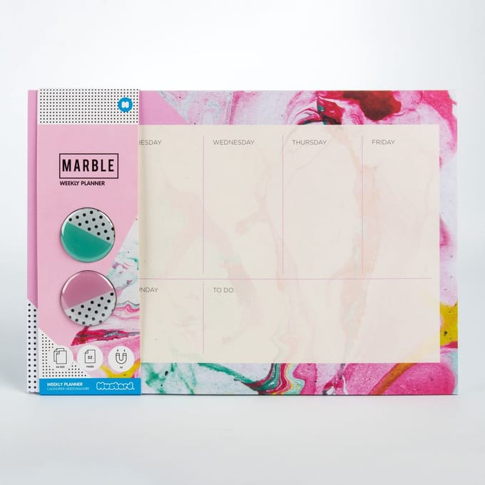 Mustard - Desktop Weekplanner 52 Paginas Marble - Vilt - Multicolor