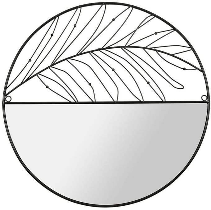 Ostaria Wandspiegel Leaf - zwart - metaal - rond - modern - D49 cm