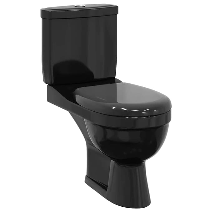 vidaXL - Toilet - met - stortbak - zwart