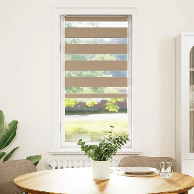vidaXL - Zebra - Blind - zandbruin - 65x100 - cm - stofbreedte - 60,9 - cm - polyester