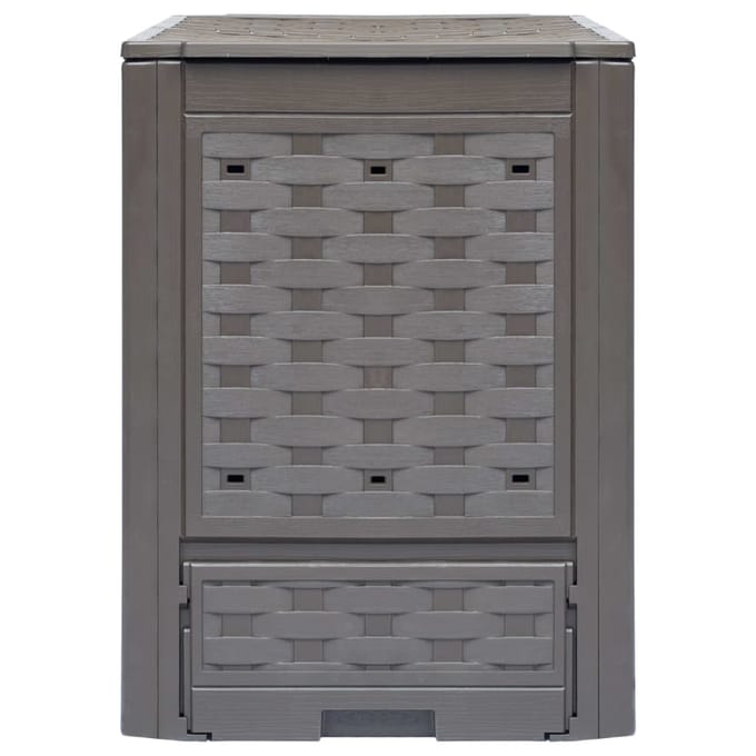 vidaXL - Compostbak - 300 - L - 60x60x83 - cm - kunststof - rattan - bruin