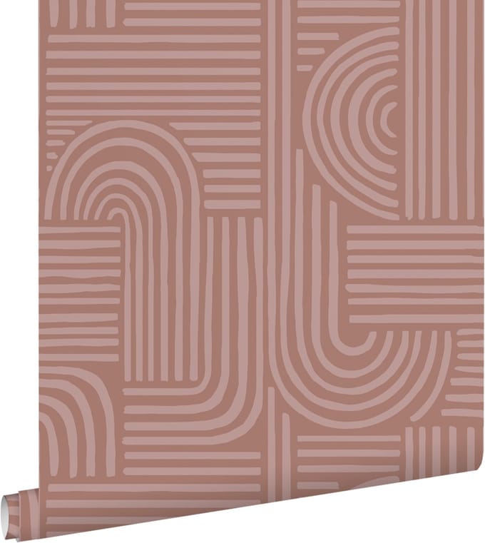 ESTAhome behang grafisch 3D motief oudroze - 50 x 900 cm - 131489