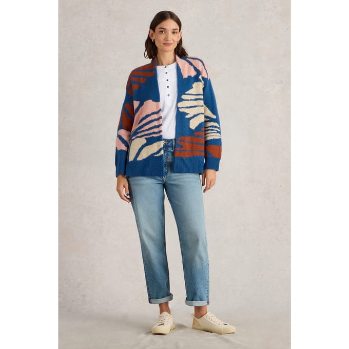 White Stuff Louisa Longline Cardi Blue Multi Taglia: L | Cardigan Outlet | Donna | Blu