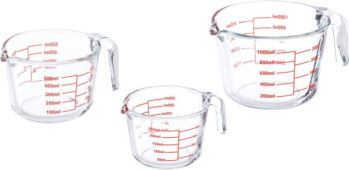 maatbeker set van 3 - 250 ml, 500 ml en 1 liter - hittebestendig - mag in de magnetron