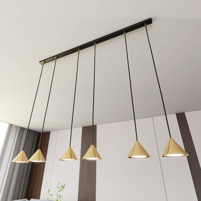 EMIBIG LIGHTING Hanglamp Elit, 6-lamps, goudkleurig, metaal