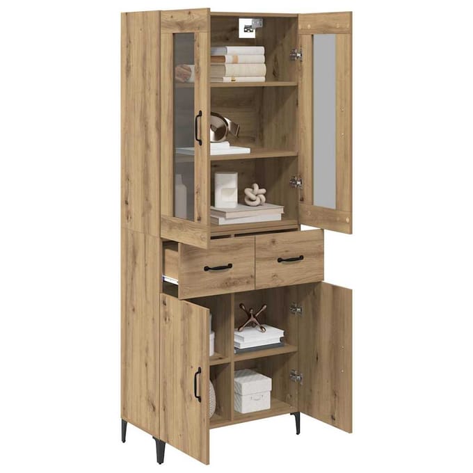vidaXL - Highboard - Artisan - Eiken - 69,5 - x - 34 - x - 180 - cm - Bewerkt - hout