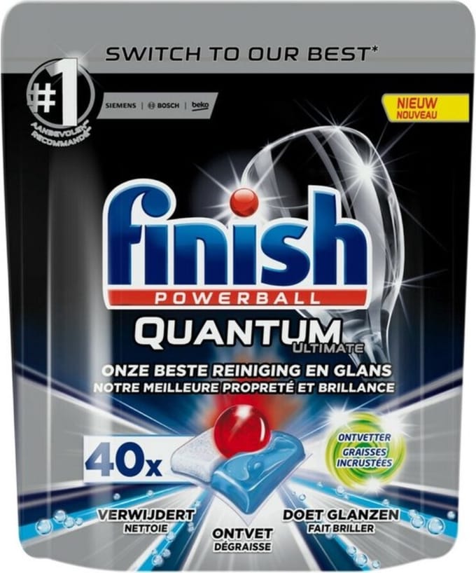 Finish Powerball - Quantum Ultimate - Vaatwastabletten - Ontvetter - 40 stuks per verpakking