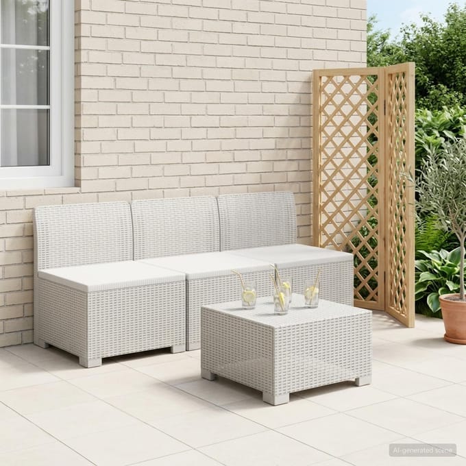 vidaXL - 3-Zits - Tuin - Sofa - Rottanlook - 3-zits - PP - Wit