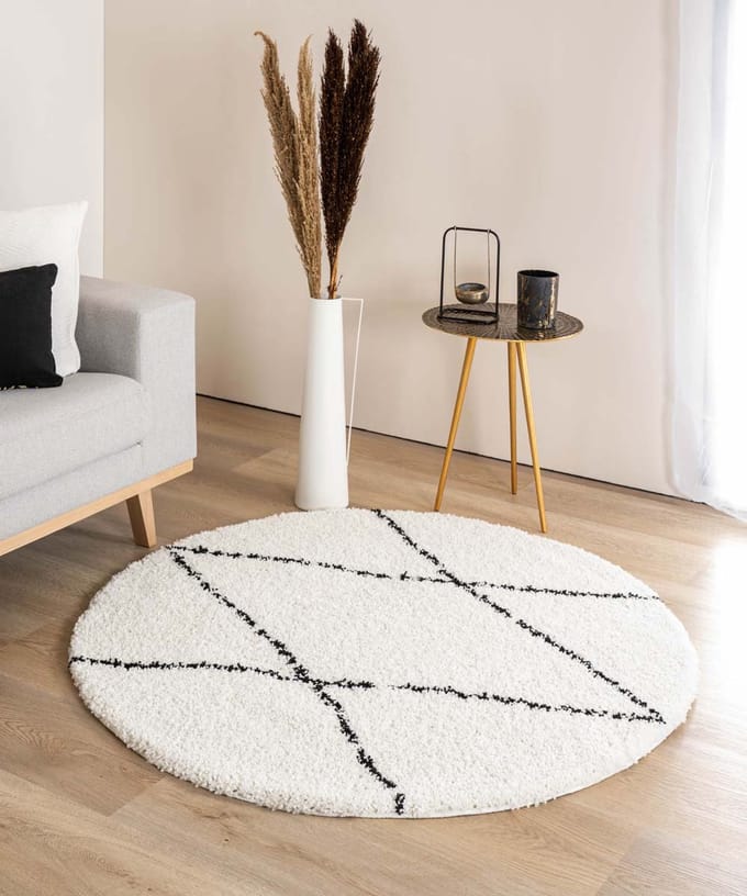 Rond berber vloerkleed - Artisan Atla wit/zwart 280