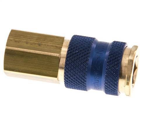 Messing DN 7.2 (Euro) Blauw-Coded Luchtkoppeling Snelkoppeling G 1/4 inch Binnendraad - CLS7-F-B-BLU-P-CD-014
