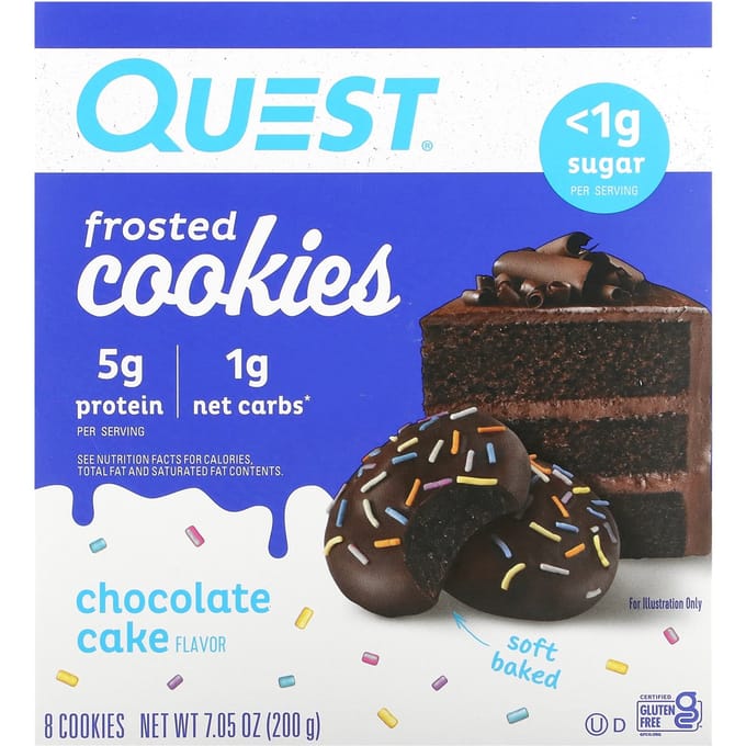 Quest Nutrition Protein Frosted Cookies (8x25g) Chocolate Cake - Functionele voeding - Eiwit Snacks