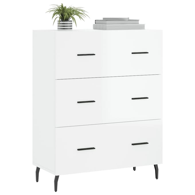 vidaXL - Dressoir - 69,5x34x90 - cm - bewerkt - hout - hoogglans - wit