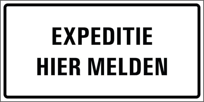 Expeditie hier melden sticker 400 x 200 mm