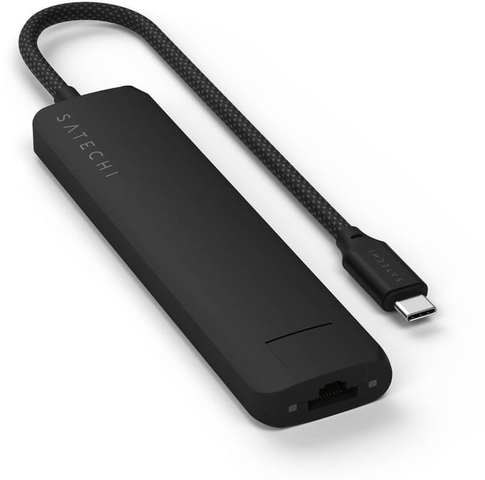 Satechi 7-in-1 USB-C Slim Multiport Adapter with Ethernet - Black