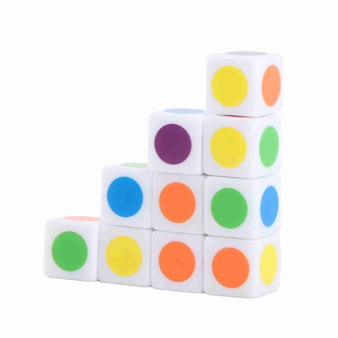20 stuks Kleurpunt Dobbelstenen 6 Kleuren Rechte Hoek Les Dobbelstenen voor Bordspellen Digitale Les yellow