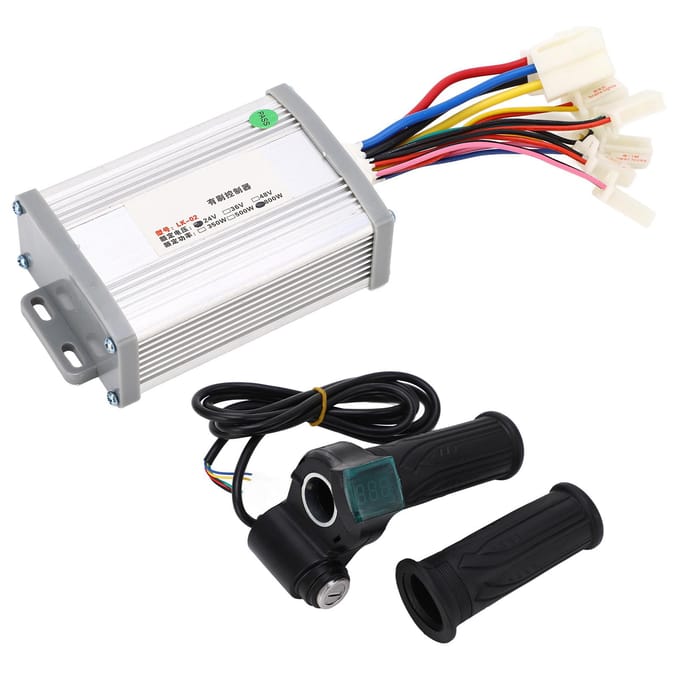 24V 800W Borstelmotor Controller Digitaal Vermogensdisplay Draaigashendel Elektrische Fiets gray