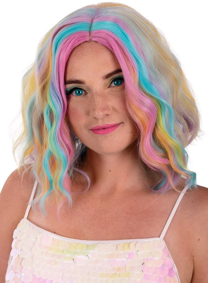 Pruik Alicia - half lang pastel
