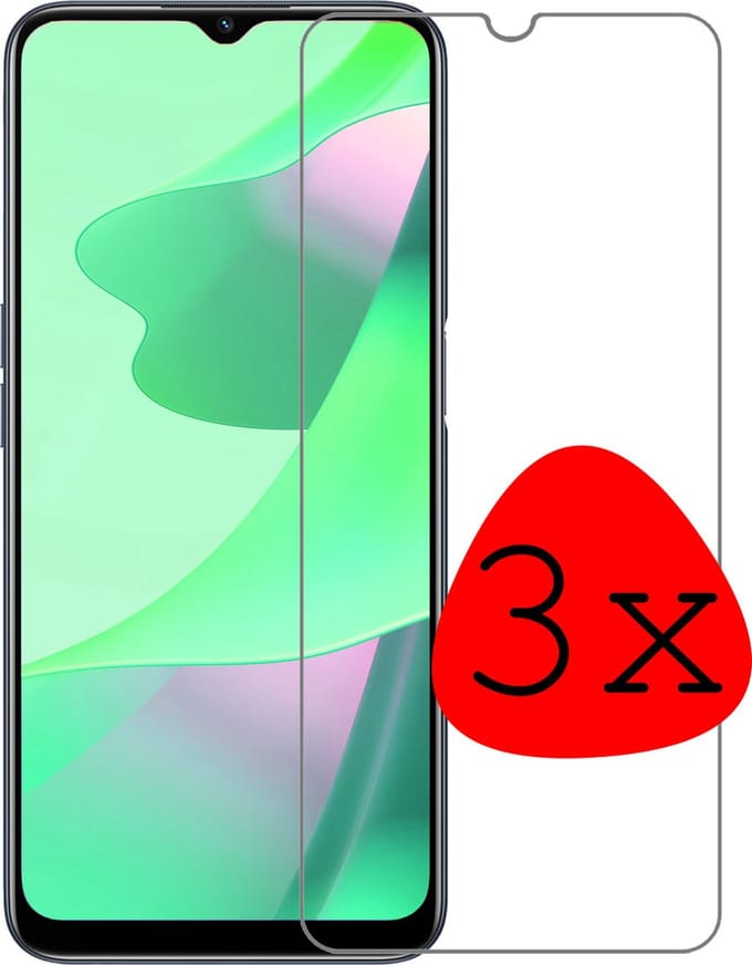 Screenprotector - 3 Stuks Geschikt voor OPPO A16 - Extra Sterk - Beschermglas - Gehard Glas - Tempered Glass - Screen Protector