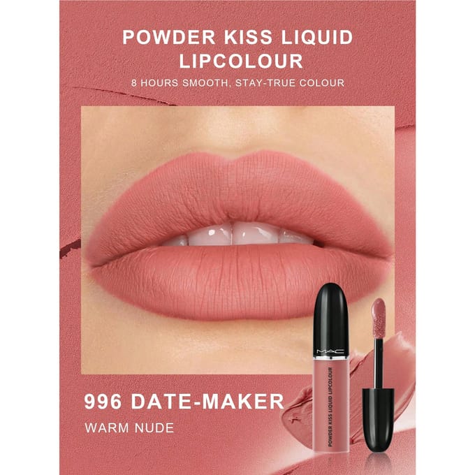M·A·C Powder Kiss Liquid Lipcolour 975 Ruby Boo (Bleu-Rouge Vif) - 5 ml 996 DATE-MAKER