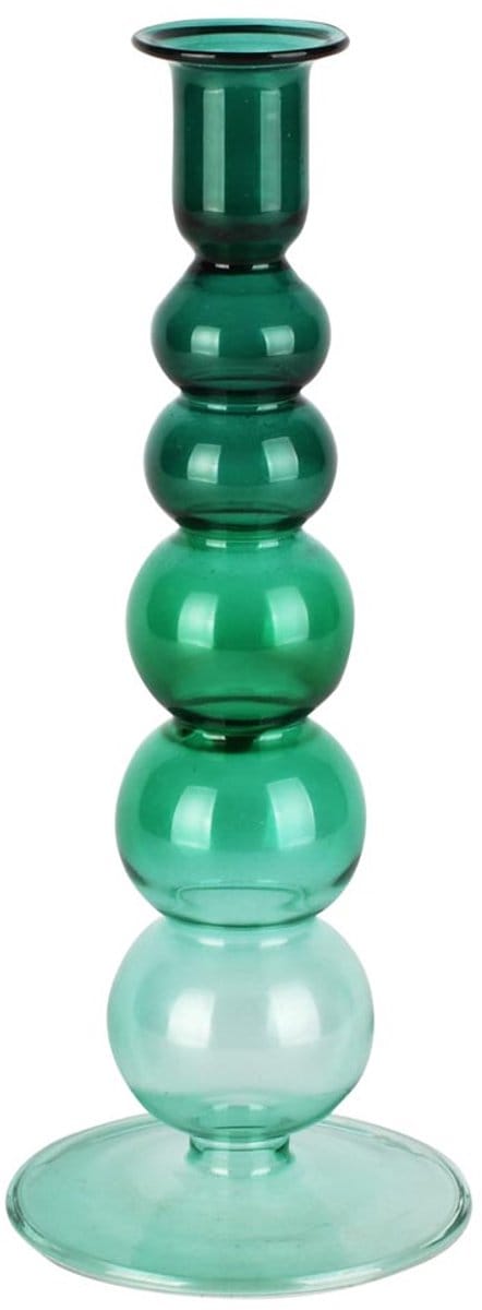 Dekoratief | Kaarsenhouder, groen/transparant, glas, 9x9x23cm | A258351