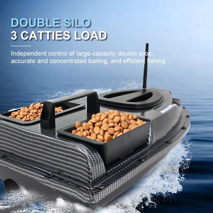 GPS-visboot 500m afstandsbediening aasboot dubbele motor viszoeker 1,5 kg laadondersteuning EU Plug-T zwart
