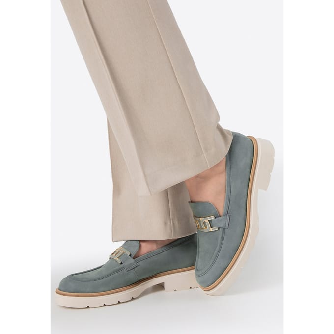 Wittchen Dames mocassins van echt leer met gesp, blauw