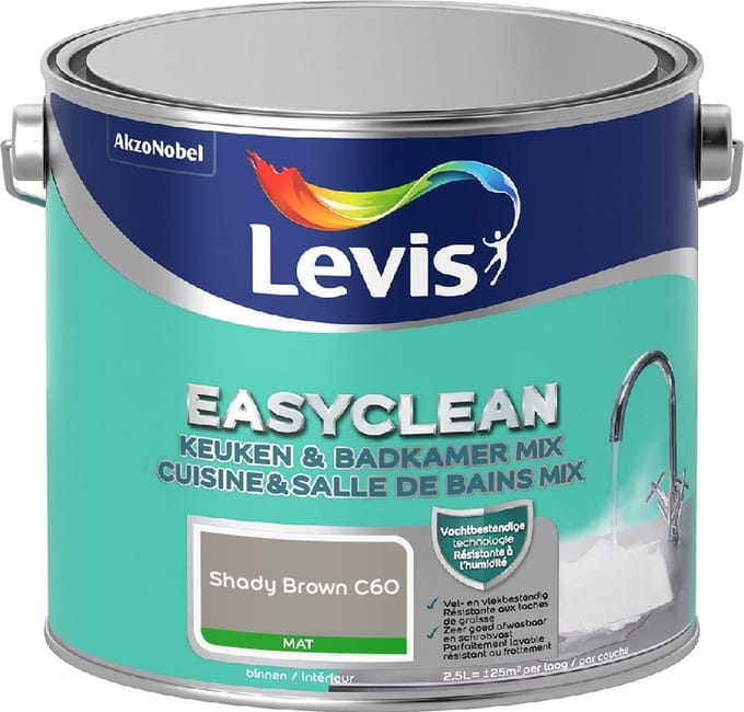 Levis - Easyclean Keuken & Badkamer Mix - Shady Brown C60 - Mengverf - 2,5 L