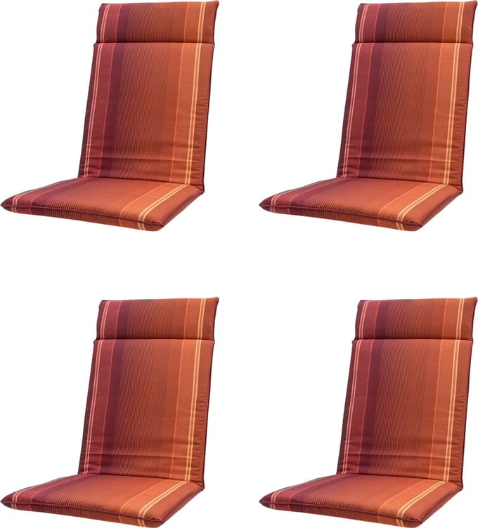 Madison - Tuinkussen - Hoge Rug - 4 st - Stef Bordeaux - 120x50 - Rood