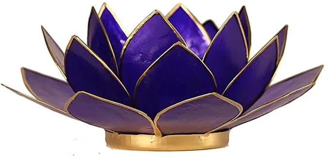 Lotus kaarshouder, Capiz, indigo