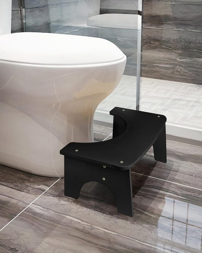 Houten toiletkruk 35 graden antislip C-vormige steun