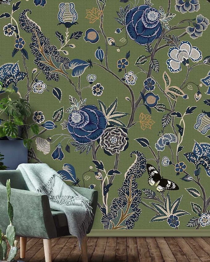 INGK - Floral Utopia Behang - Pomegranate Moss